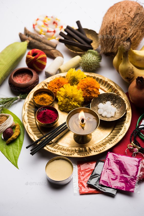 Pooja elements for worshipping Hindu God